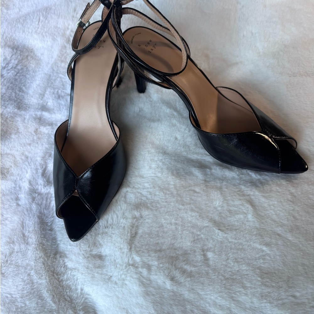 A New Day Black Women's Virginia Peep Toe Heels Size 11 - Picture 2 of 7